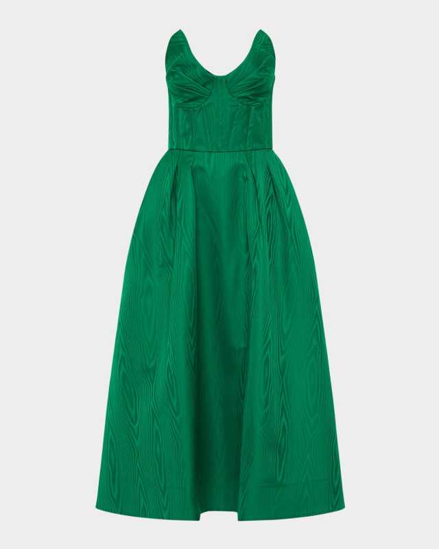 Luiza Pleated Strapless Midi Dress